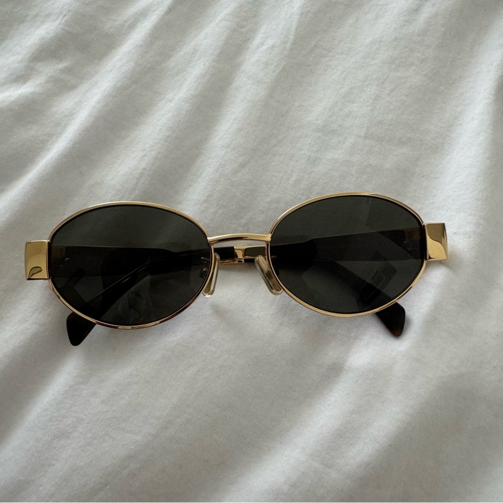 Celine triumph Gold Oval Sunglasses